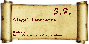 Siegel Henrietta névjegykártya